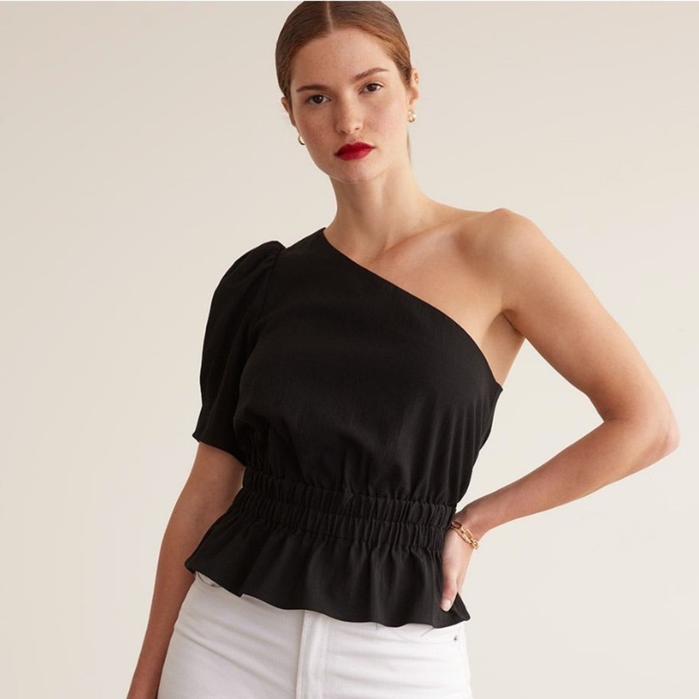 One-Shoulder Peplum Top with Asymmetrical Neckline
New with tag
